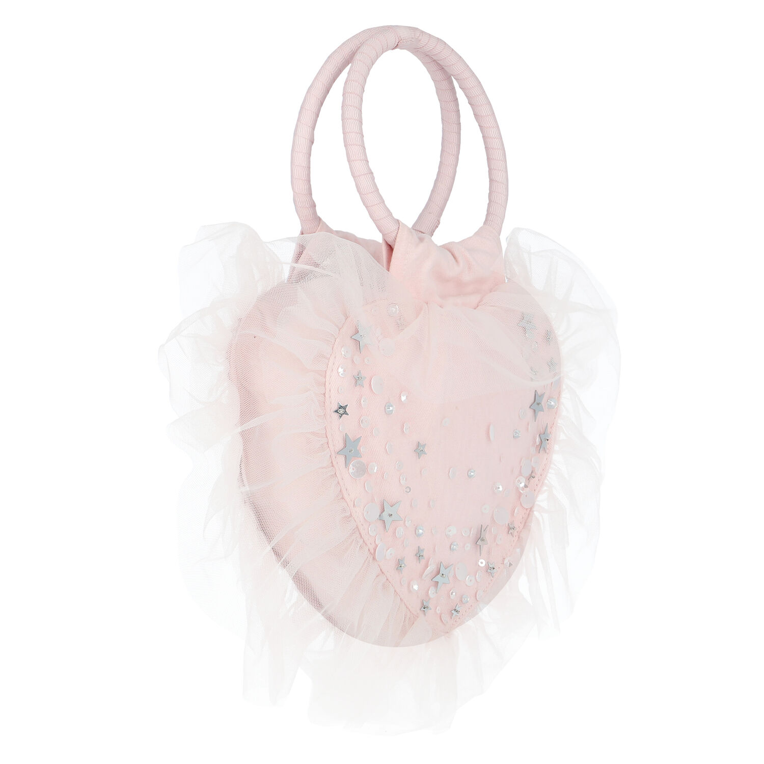 Girls Pink Heart Embellished Handbag, 1, hi-res